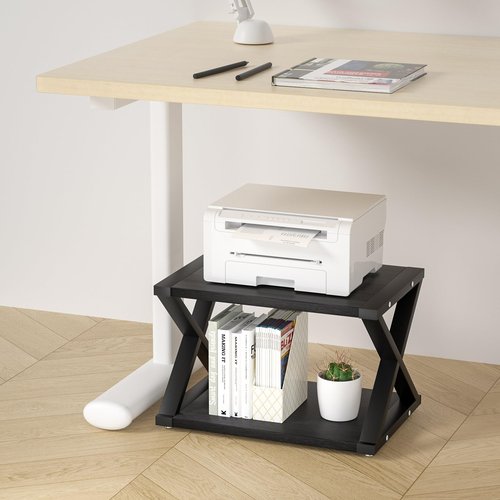 URLINE Desktop Printer Stand,2-Tier Desk Space Organizer for Home Office,Storing Heavy Duty Fax Machine, Scanner,Black