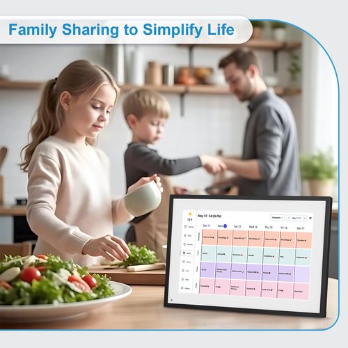 BQQJDD 10.1 Inch Digital Calendar+Digital Picture Frame, 2025-2026 Desk Calendar Smart WiFi Planner&Chore Chart, IPS HD Interactive Touchscreen Display For Family Schedules