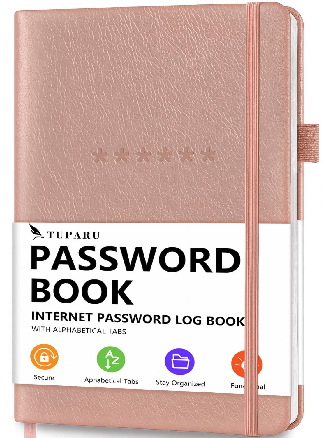 Password Book with Alphabetical Tabs – Hardcover Internet Address & Password Organizer – Password Keeper Notebook for Computer & Website – 5.2 x 7.6" Log-in Password Journal w/Thick Paper (Rose Gold)