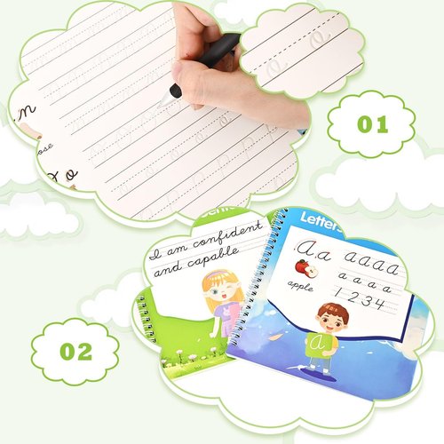 AALGO Cursive Handwriting Workbook - Reusable Practice Book for Kids & Beginners | Learn Letters, Words & Sentences