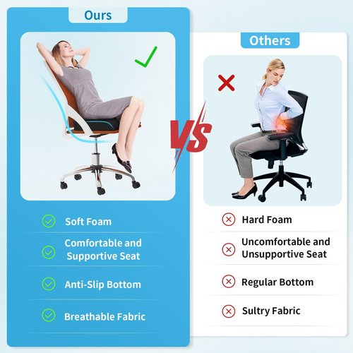 TranquilRelax Large Seat Cushion，Soft Foam Cushion for Long Sitting Hours on Office Chair, Home & Car, Non-Slip Chair Pad for Relieving Back & Sciatica & Hip & Coccyx Pain (Black)