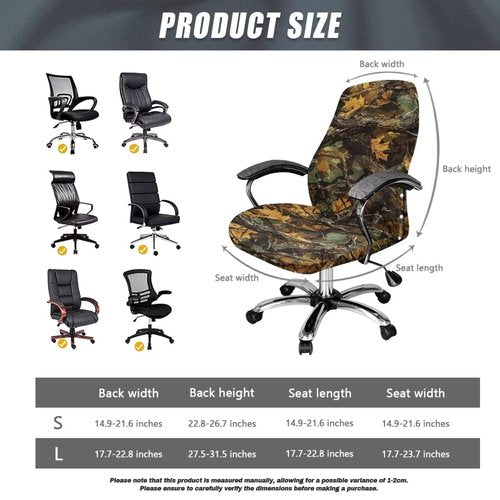 Wanyint Camo Hunting Forest Branch Office Chair Cover Universal Computer Chair Slipcover High Back Computer Chair Cover for Boss Rotating Chairs Easy to Install Machine Washable, L