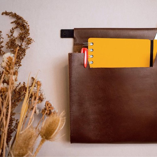GauchoLife Leather Wall Pockets Organizer, Hanging Leather Organizer, Hanging Storage (Brown)