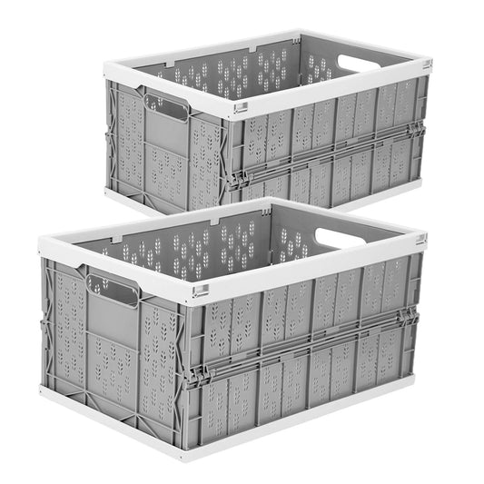 Livememory 2 Pack Foldable Crates, 31 Liters Plastic Milk Crate Storage Bin for Home, Laundry, Clothes(17.76x 12.01 x 9.29 in)