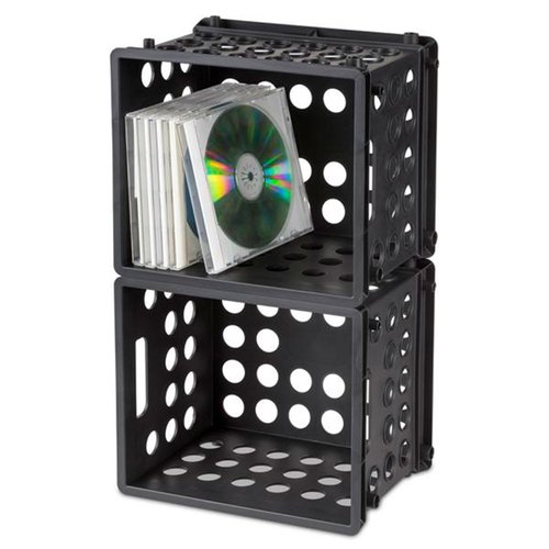Sterilite Mini Crate, Stackable Plastic Storage Bin with Handles, Organize Home, Garage, Office, School, Dorm Room, Black, 12-Pack