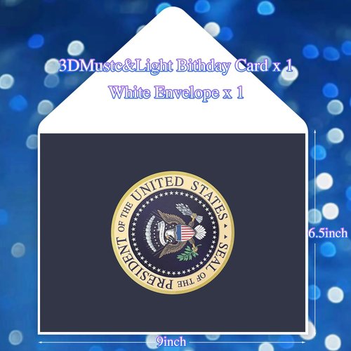 BTEBTAI Birthday Card, Talking Donald President Greeting Cards with Real Voice Message & Light for Men and Women, Parents, Couples