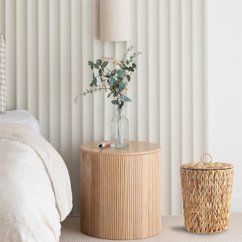 4 Gallons Wicker Trash Can with Lid - Bathroom Garbage Can - Boho Hand Woven Natural Water Hyacinth Wicker Waste Basket for Bedroom, Living Room, Home, Office