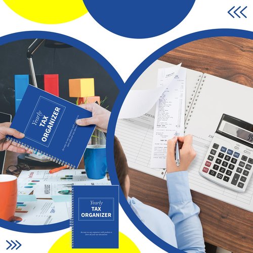Faccito 2 Pack Yearly Tax Organizer 13"x9.7" Tax Record Organizer with 12 Pockets Spiral Bound Income Folders Monthly Bill Receipt for Home Office Taxes