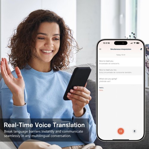 AI Translation Earbuds Real-Time, 3-in-1 Translator Earbuds 144 Languages & Accents, Open Ear Wireless Bluetooth 5.3 Headphones with 4 Modes, No Subscription, for iOS Android Travel Business, Black