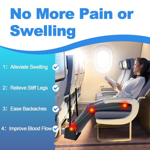 Adjustable Airplane Foot Rest Hammock for Airplane Seats, with Thickened Memory Cotton & Support Plates - Leg Relief (1 Pack)
