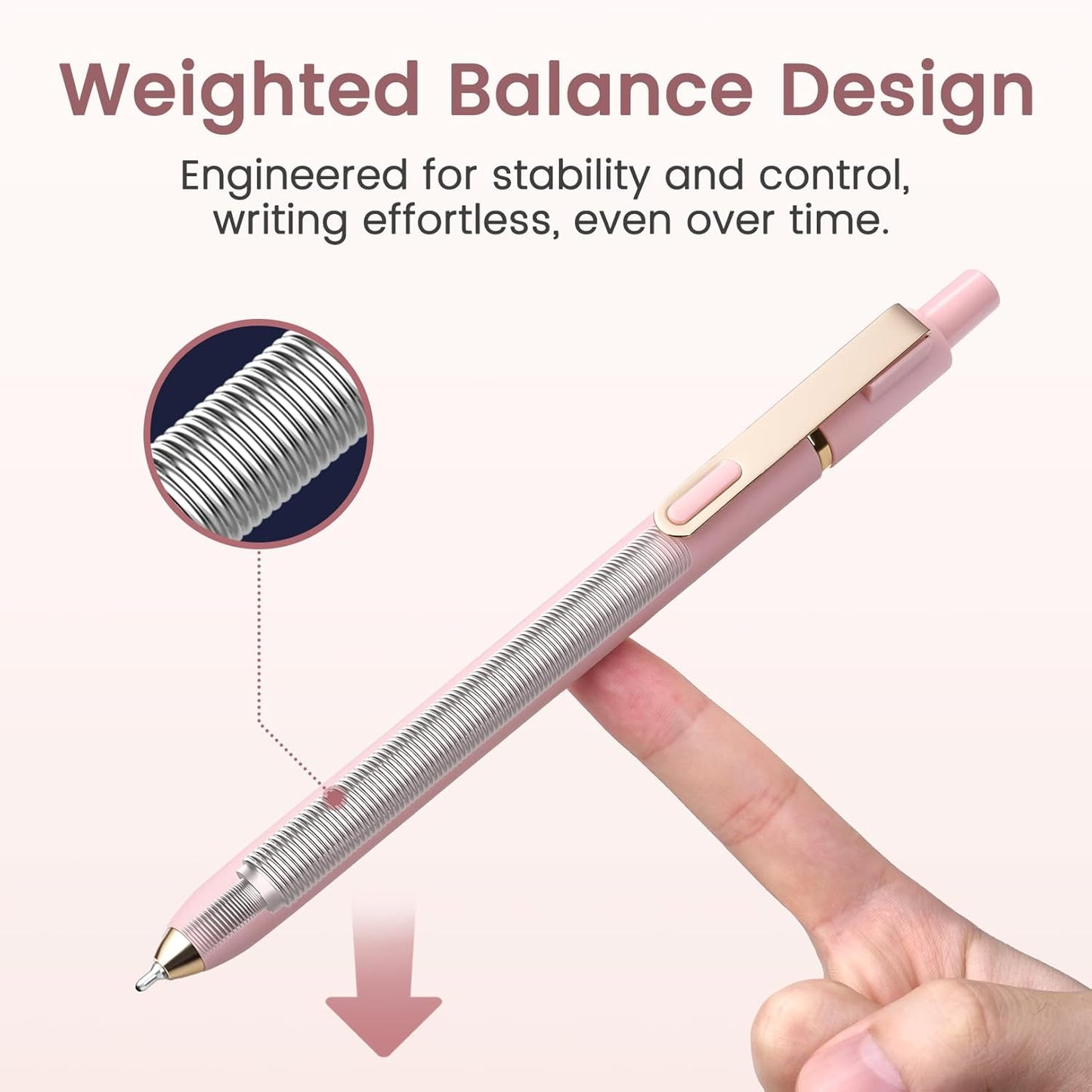 Sooez Ballpoint Pens - 8 Pack Medium Point Black Ink | Smooth Writing, Soft Grip, Cute Design for Office & School