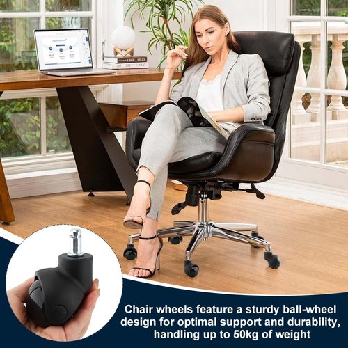 Office Chair Wheels Rubber Replacement Set of 5, 2 Inch Heavy Duty Rolling Chair Ball Casters for All Floor Or Carpet, Desk Chairs Wheels to Replace Office Chairs Mats