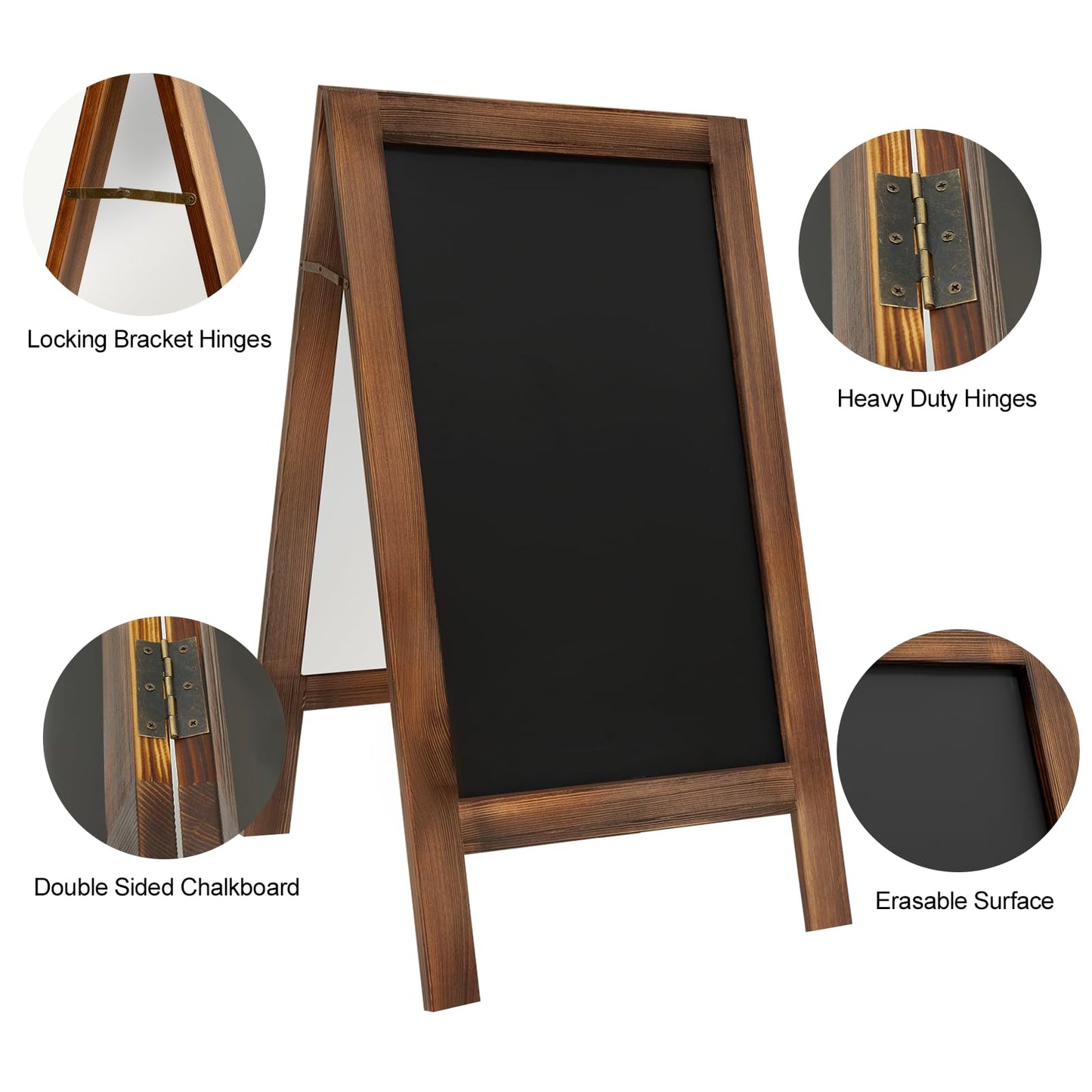 TEAKMAMA Chalkboard, A Frame Chalk Board Sign Board, 40" x 20" Magnetic Menu Blackboard, Brown Double-Sided Sandwich Signs Outdoor for Business, Restaurant or Wedding