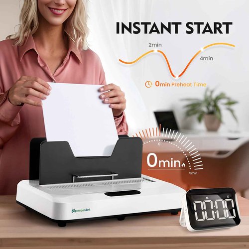 Mxmoonant Thermal Binding Machine PRO 500 Sheets, Instant Use|Digital Touch Panel|Air Cooling|Microwave Vibration, Electric Binder for A3(Short Edge)/A4/A5 Documents, Reports, Magazines, Scripts 110V