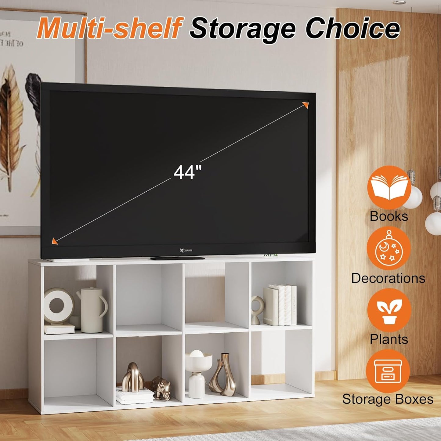 Sweetcrispy 8 Cube Storage Organizer - Versatile Open Cube Bookshelf with Removable Back Panels | 47.7" L x 11.6" W x 24" H, White
