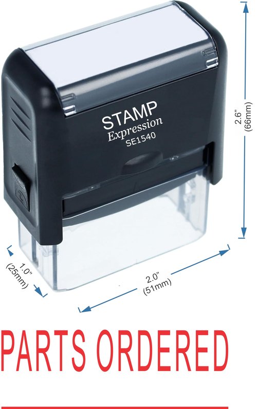 stampexpression - Parts Ordered with Line Self Inking Rubber Stamp - Red Ink (A-50267)