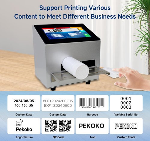 Intelligence Batch Coder with 7-Inch Touch Screen Inkjet Printer with 42ml Original Quick-Drying Ink Cartridge Inkjet coding Machine for Lot Code/Date/Time/Barcode/QR Code/Batch Number/Label/Image