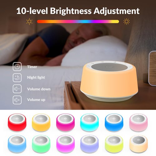Kipcush Tibetan Singing Bowls Sound Machine - 11 Different Sized Sound Bowls with Night Light for Yoga, Meditation, Mindfulness, Healing, Chakra Healing and Stress Relief, Timer, Plug in