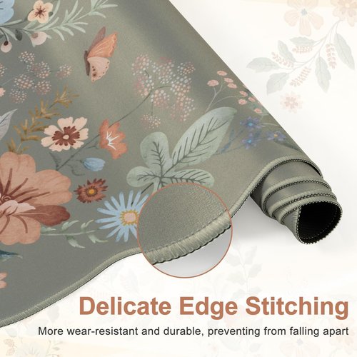 iLeadon Mouse Pad Set and Keyboard Wrist Rest, Non-Slip Desk Pad Mat for Keyboard and Mouse, Floral Desk Mat Cute Wave Design, Computer Wrist Rest for Women Office Desk (Green)