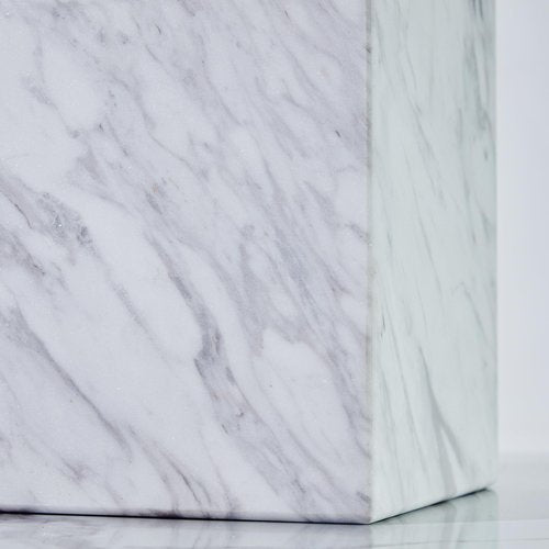 Natural White Marble Wastebasket, Elegant Texture Rectangular Trash Can, Luxury Durable Waterproof Marble Storage Basket, Garbage Container for Bathroom, Home Office, Living Room