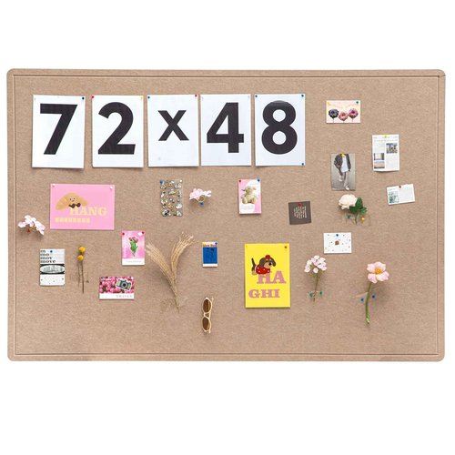 Foldable 72x 48 Inches Large Bulletin Board for Wall, Decorative Picture Display Felt Board with Self-Adhesive Tape for School, Home, Kitchen & Office Walls, Includes 30 Pins, Oatmeal