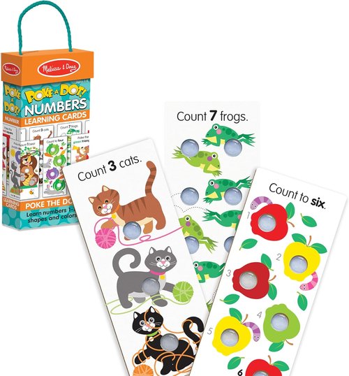 Melissa & Doug Jumbo Learning Cards - Poke-a-Dot! Numbers, Shapes & Colors | 13 Double-Sided Flash Cards for Toddlers & Preschoolers, Ages 1+