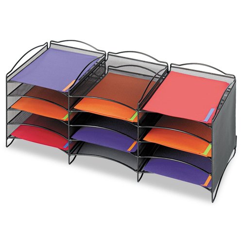 Safco 9430BL Onyx Mesh Literature Organizer, 12 Compartment, Black