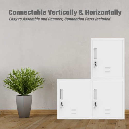 JINGUR Metal Storage Locker Cabinet with Locking Door and Adjustable Shelf for Home Office Classroom Workshop Organization (White)