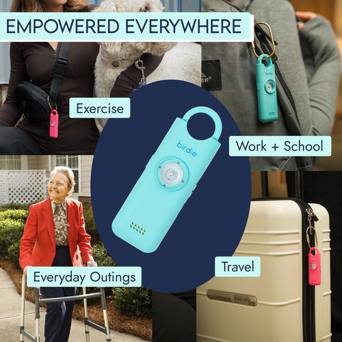 She's Birdie - The Original Personal Safety Alarm for Women by Women - Loud Siren, Strobe Light and Key Chain for Self Defense - Rechargeable with Power Switch and Flashlight (Metallic Rose)