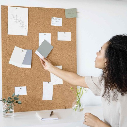 PATIKIL Cork Board Tiles, 6 Pack 12" x 12" Cork Board Bulletin Board, 1/2" Thick, Small Square Pin Board with Self Adhesive, 50 Push Pin Wood Clips for Wall, Home & Office