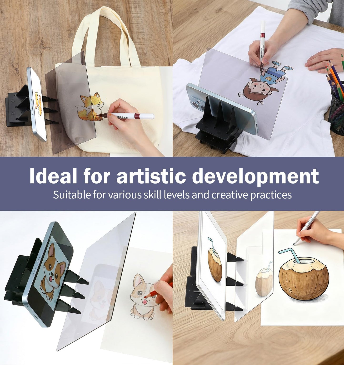 Drawing Projector for Tracing, Optical Image Drawing Projector Board, Portable Camera Lucida Drawings Tool Ideal for Tracing, Art Projects, Tablet Notes & Phone Compatible, Perfect for Beginners