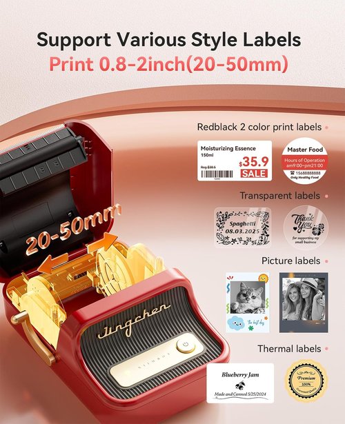 NIIMBOT B21 Pro Label Maker - 300DPI HD Printer for Notes & Photos | 50x30mm Red Labels