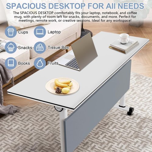 HDXZTQ 10PCS Conference Table, Folding Conference Room Tables with Flip-Top Design, Space Saving Mobile Seminars Dynamic Meetings Training Tables for Offices,Classrooms (10pack 47.2in)