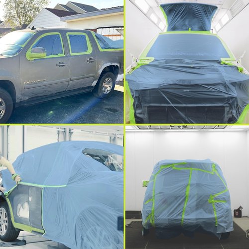 Pre-Taped Masking Film for Painting - 44" x 66' Painters Plastic Sheeting with Automotive Paint Tape and Drape for Covering Cars, Walls, Windows and Furniture Protection (6 Rolls)