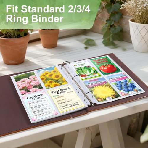 Heavy Duty 240 Pockets Seed Packet Sleeves by [Brand Name] - Double-Sided 4 Pocket Organizer for 3 Ring Binder | 8.5x11” Clear Storage Sheets