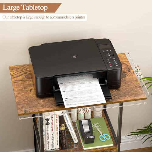 ThreeHio Small Filing Cabinet with Lock, Printer Stand with File Storage, Rolling Locking File Cabinet with Drawer Vertical File Cart with Wheels, Lockable Filing Cabinet for Home Office