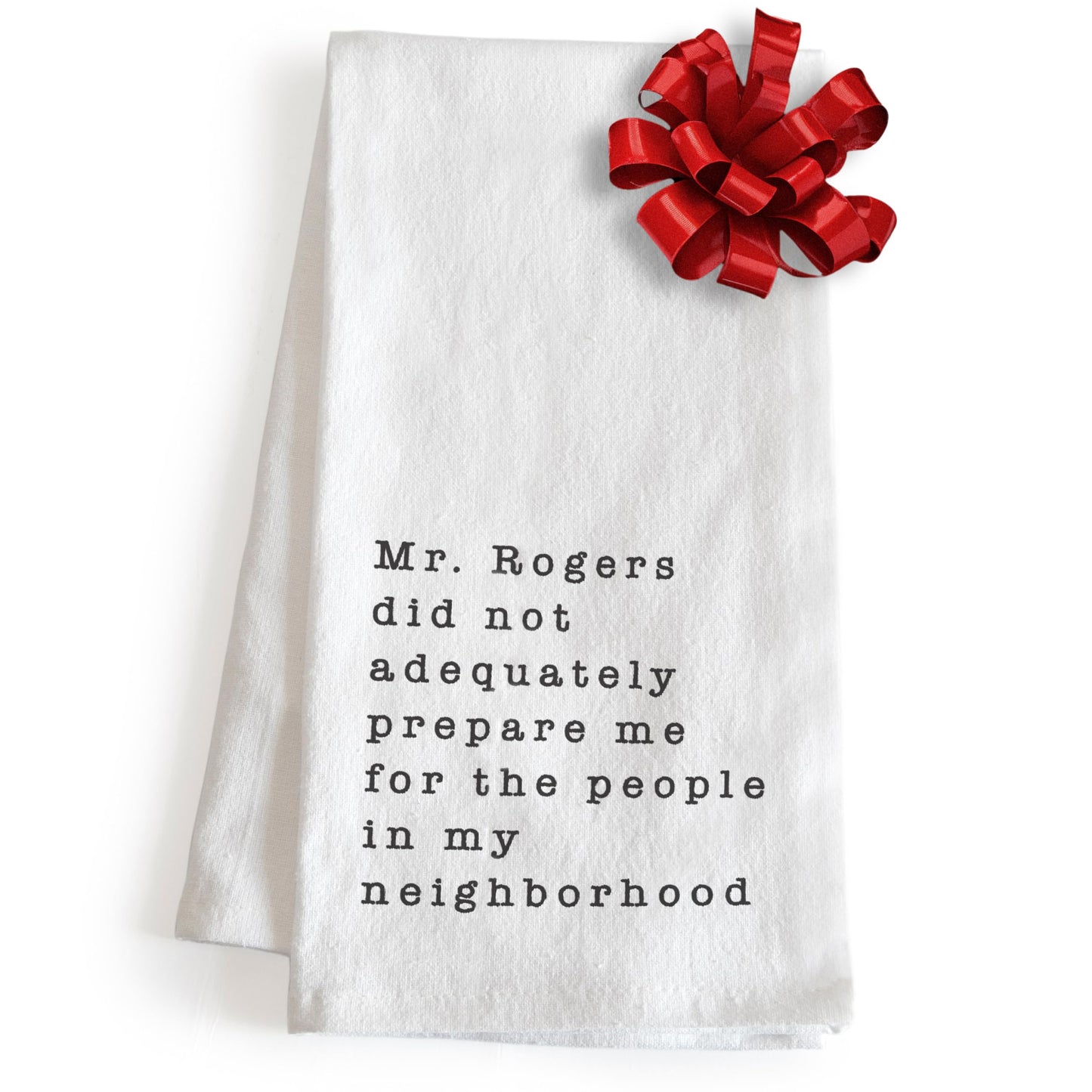 MAINEVENT Mr Rogers Dish Towel 18x24 Inch, Funny Kitchen Tea Towel Neighborhood Friends Adult Humor Decor, Women Hostess Gift