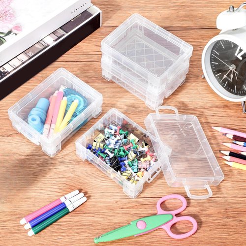 Suzile 32 Pcs Plastic Crayon Box with Snap Lids Bulk Stackable Crayon Storage Box Pen Pencil Container for Organizer Art Craft School Classroom Office Supply(Clear)