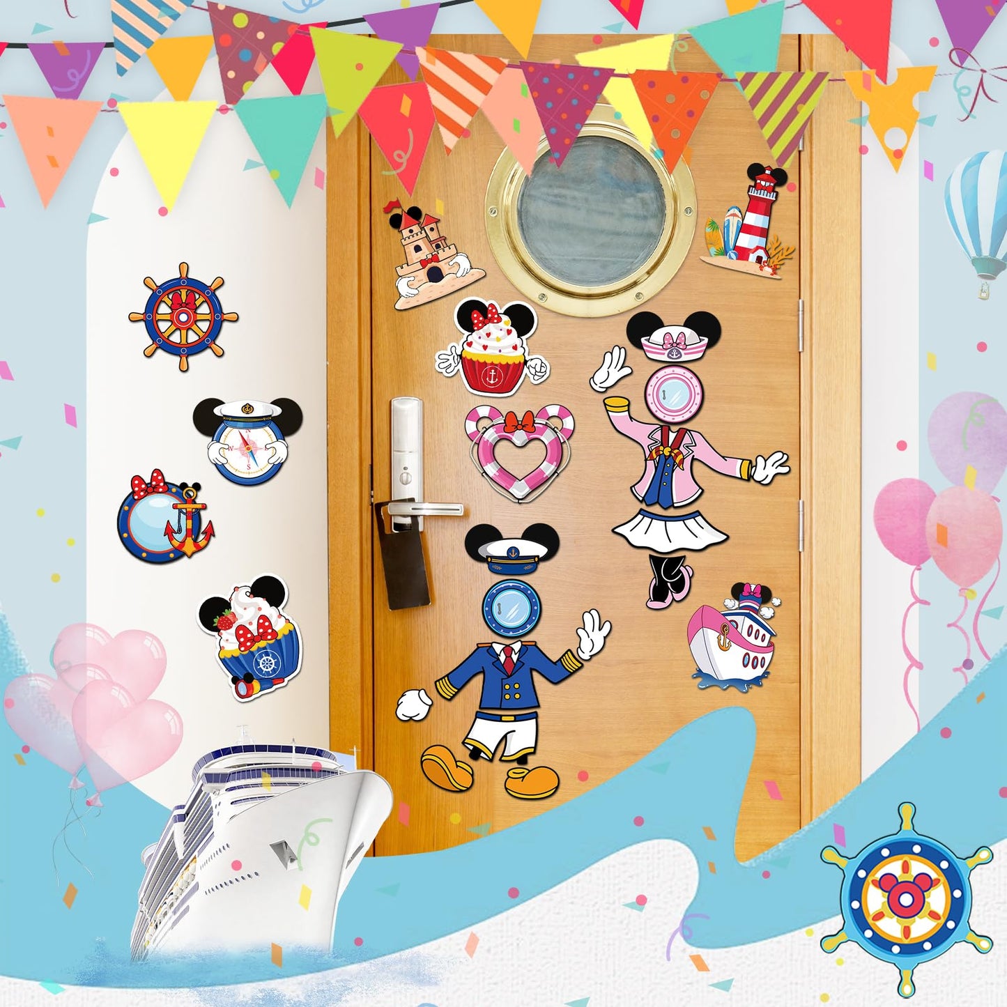 RiVolTa Mouse Cruise Door Magnets - 24 Pcs Cute Ship Cabin Decorations Magnetic Stickers Personalized Funny Cartoon Animal Anchor Stateroom Decals Carnival Birthday Holiday Party Accessories Car Decor