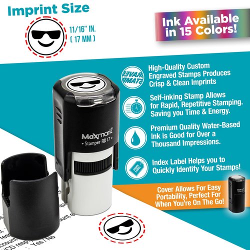 MaxMark Round Self Inking Emoji Stamp - Check - Green Ink