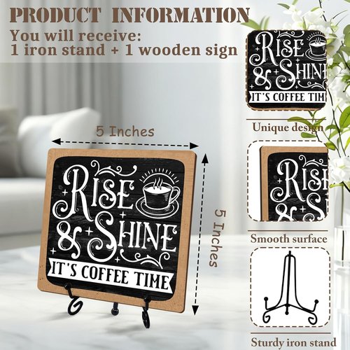 Coffee Time Sign by Rustic Charm | 5-Inch Wooden Coffee Bar Decor for Kitchen & Farmhouse Gift