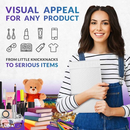 ABC PACK & SUPPLY Poly Bubble Mailers, 8.5 x 11 Inch. Pack of 25 White Padded Envelopes Self Seal. Tear-Proof Gift Bubble Envelopes. Waterproof Packaging for Small Business. Cushioning Book Mailers