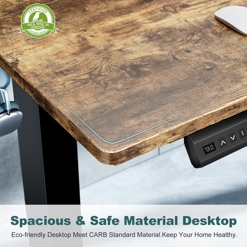 SMUG Standing Desk, 55 x 24 Inch Electric Height Adjustable Computer Desk for Home Office, Sit Stand up Work Gaming Table with Memory Controller/Headphone Hook, Rising Lift Workstation-Rustic Brown