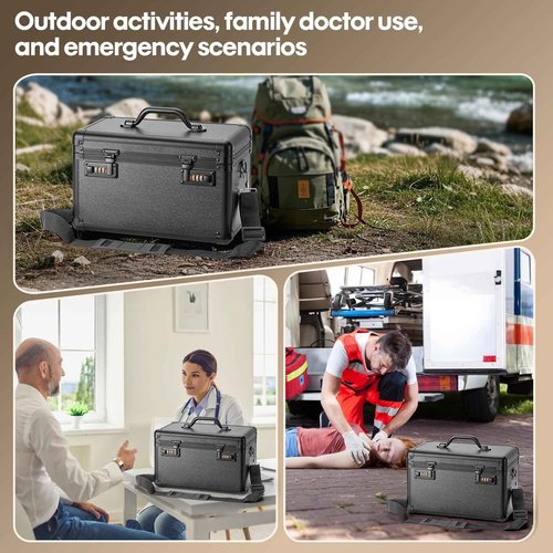 LOCKCURX Large Lock Box - Security Combination Lock Box, Locking Storage Case for Personal Items and Medicine, Childproof Lockable Lockbox for Home/Office/School, 11.2x7.4x6.8 Inch, Black
