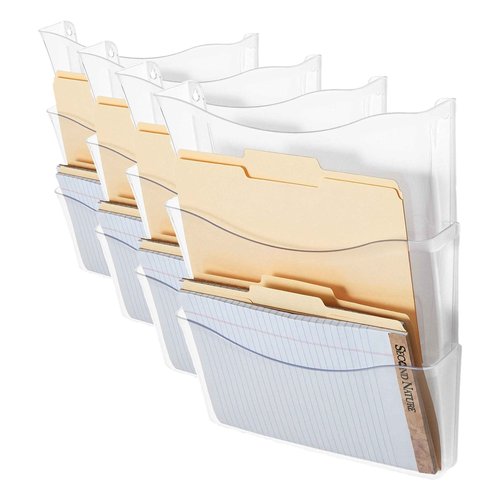 Rubbermaid Wall File | Clear | Expandable | Three-Pocket | Pack of 4