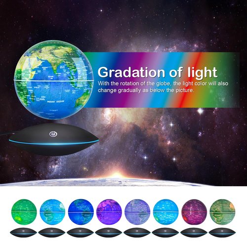 Flagest Magnetic Levitation Floating Globe Rotating Globe - Touch Control and Gradient Night Light Color Globes- Birthday Anniversary Item(6 Inches)