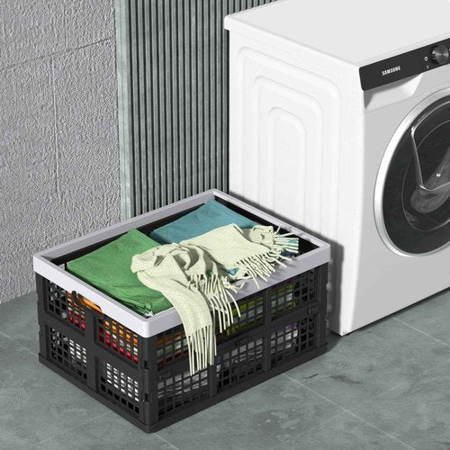 Ysmiltion 34 L Plastic Collapsible Storage Crate, Folding Plastic Crates, 4 Packs