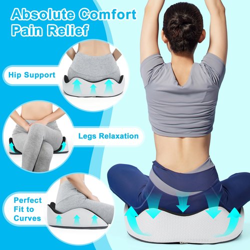 bofdea Ergonomic Memory Foam Seat Cushion for Office Chair, Tailbone & Sciatica Pain Relief Donut Pillow, Orthopedic Support for Car, Home, Desk Chair - Slow Rebound, Black