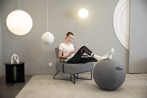 YOGIVO Sitting Ball Chair for Home Office Desk - Exercise and Stability Ball for Fitness, Pilates, and Ergonomic Balance - Includes Cover and Pump