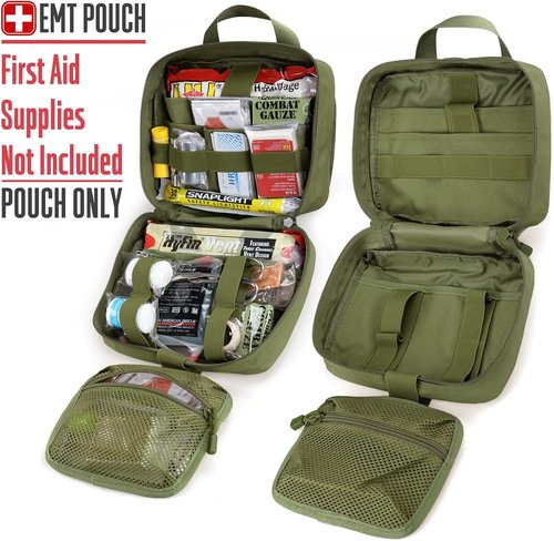 LIVANS Tactical Molle Medical Pouch - Large Capacity IFAK with Quick Release & Headrest Mount | Includes Flag & Cross Patch